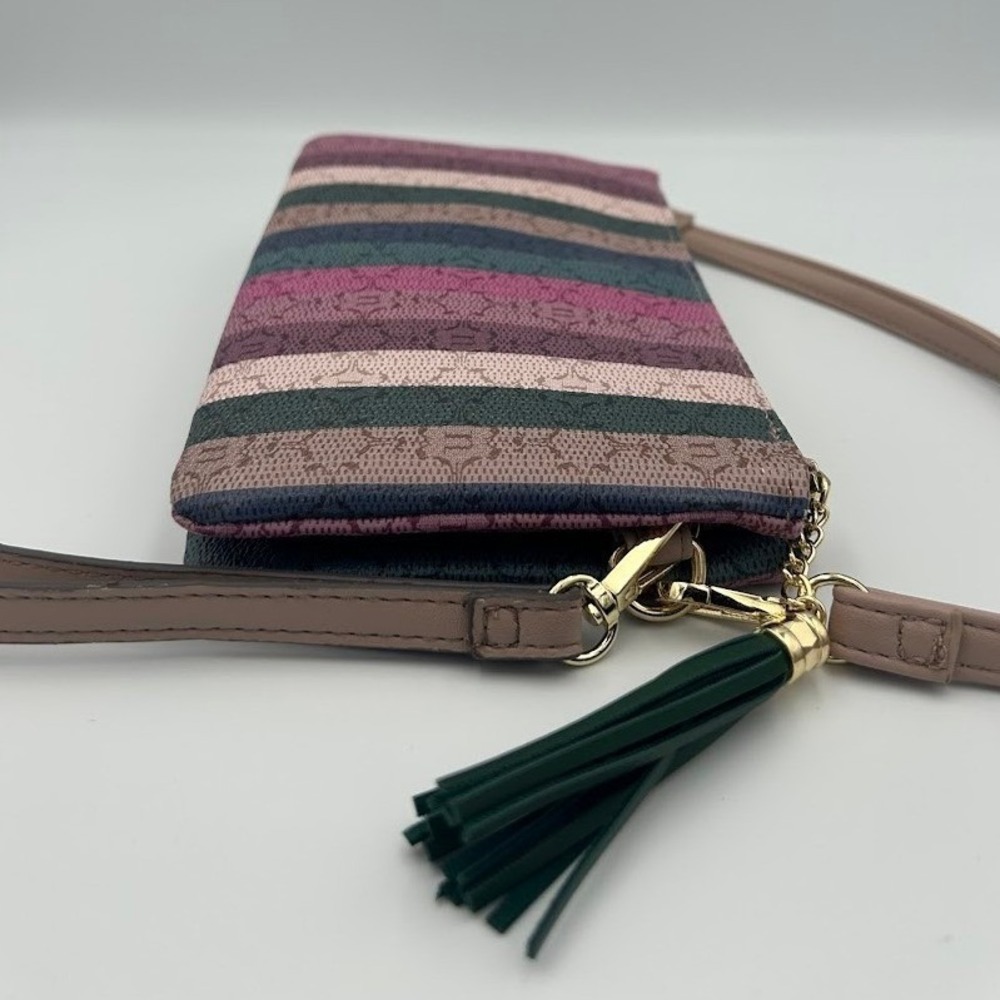 Nanette Lepore Royal Toned Striped Crossbody Bag Wristlet Clutch Vegan Leather - Picture 5 of 9